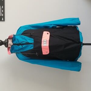 Vintage windbreaker black blue and neon pink